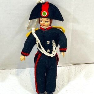VTG Military Guard Soldier Doll Hanging Ornament Black Felt Uniform
